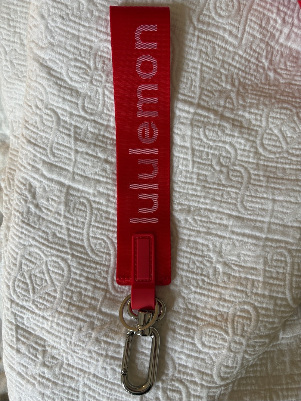 Lululemon Red Logo Key Wristlet Strap